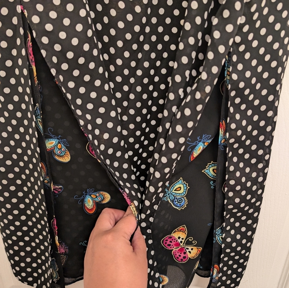 Reversible Black Maxi Dress Butterflies/polka Dots Sz 20 Whimsigoth Fairycore - Picture 4 of 7